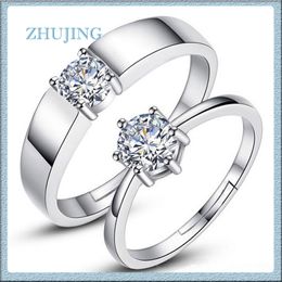 Classic Imitation Diamond Wedding Rings Sets for Women and Women Designer Jewelry Couple Ring Set Adjustable Size