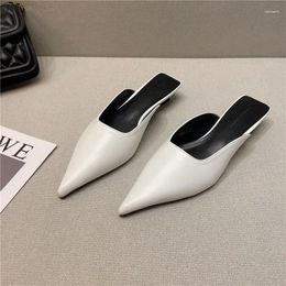 Slippers 2024 Summer Low Heel Sandals White Rubber Slides Mules Shoes For Women Outside Woman Casual Heeled