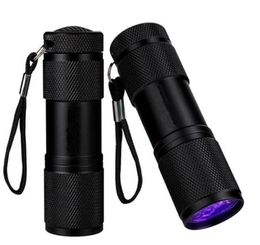 9 LED Aluminium Mini Portable UV Ultra Violet Blacklight 9 LED Flashlight Torch Light portable outdoor Aluminium Alloy flashlight 6587056