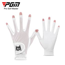 Gloves PGM 1 Pair Women's Fingerless Golf Gloves Palm AntiSlip Texture PU Mesh Breathable Ladies Golf Glove ST028