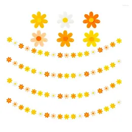 Party Decoration Orange Yellow Daisy Boho Flower Garland Felt Artificial Vines Banner Hippie Thank Giving Fall Streamer Decor