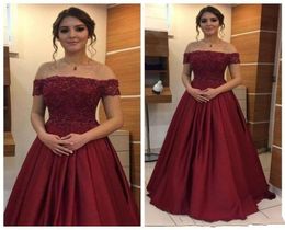 2019 Burgundy Evening Dresses With Appliqued Lace Prom Gowns Cheap A Line Formal Party Dress Robe Soriree5670311