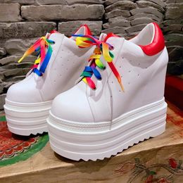 Casual Shoes 14cm Super High Heel Female White Sneakers Platform 2024 Spring Women Wedge Muffin