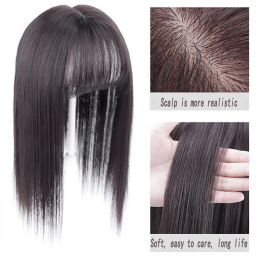 Piece Piece AOOSOO Long Straight Hair with Black Brown Hairpin Bangs High Temperature Fibre Hair Topper Clip In hair 2styles