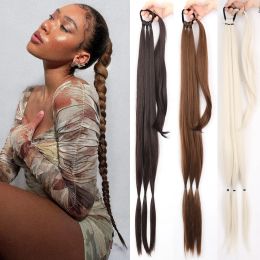 Ponytails Ponytails AZQUEEN Synthetic Braided Ponytail Wrap Around Chignon Tail With Rubber Band Hair Ring 34 " Brown Ombre Braid