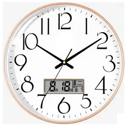 Wall Clocks 12-inch 30CM Silent Clock Simple Hanging Fashion Home Living Room Punch-free Calendar