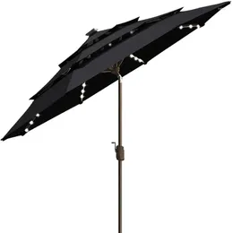 Umbrellas EliteShade-USA 10-Year Non-Fading Sunumbrella Solar 9ft 3 Tiers Market Umbrella 80 LED Lights Patio Outdoor Table