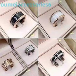 2024 Jewellery Designer Brand Band Rings Little Red Charity Spring Small Waist Black and White Ceramic Couple Ring