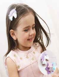 New Fashion Girls Hair Clips Kids Hairpins Cute Felt Glitter Stars Unicorn Barrettes Children Kids Hair Accessories8154078