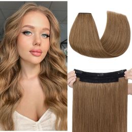 Extensions Wire Hair Extensions Human Hair Layered Fish Hair Extensions #6 Real Human Hair with Transparent Line Hair Extensions 1626inch