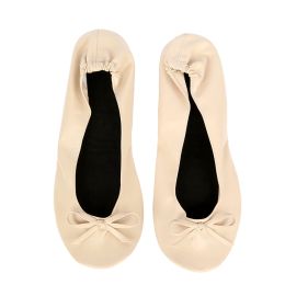 Flats Beige Shoes Flats Portable Fold Up Ballerina Flat Shoes Roll Up Foldable Ballet after Party Shoes For Bridal Wedding Party Favour