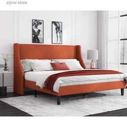 Other Bedding Supplies Allie King Size Bed Frame Platform Bed Frame with Holdersted Headboard Modern Deluxe Wingback Wood Slat Support Y240320