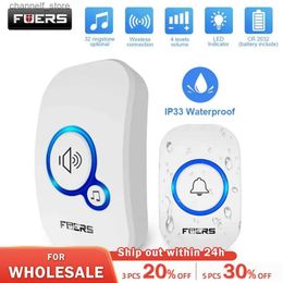 Doorbells Fuers wireless doorbell waterproof welcome bell home doorbell intelligent 32 songs intelligent alarm clock with battery suitable for hotels and storesY