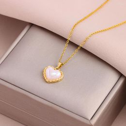 Pendant Necklaces In Fashion 18K Gold Plated Sweet Sexy Pearl For Women Female Stainless Steel Neck Chain Jewellery Wholesale
