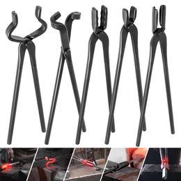 PIILOO Blacksmith Bladesmith Knife Making Tong Set - V-bit Bolt Flat Square Blade Tongs, Wolf Jaw Tongs (5PCS)