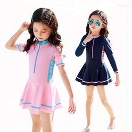 Women's Swimwear One-piece Girls Swimsuit UPF50 Print Baby Long Sleeve Kids Toddler Infant Beach Bathing Suits Children