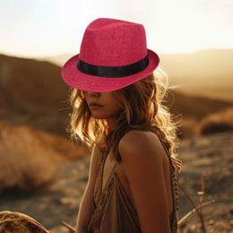 Wide Brim Hats Top Hat Casual Lightweight Summer Stylish Straw For Trips Hiking Outdoor