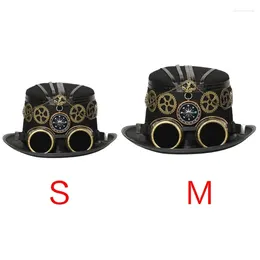 Berets M89E Vintage Gothic Top Hat Industrial Age Hair Accessory With Gears Goggles