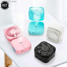 Electric Fans Portable USB charging spray humidifier small fan neck hanging fan handheld desktop pocket fan foldable mini fan giftY240320