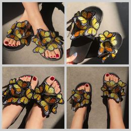 Women Summer Craft Embroidered Three Dimensional Butterfly Slippers GAI sandals fashion heel 2024 embroid niche eva 36-41