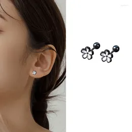 Stud Earrings 925 Sterling Silver Flower For Women Girl Simple Fashion Plant Drop Glaze Design Jewellery Party Gift