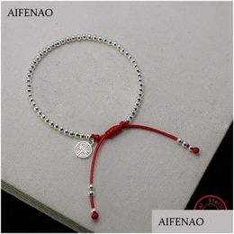 Bracelet Earrings Necklace 925 Sterling Sier Beads Bracelets For Women Handmade Red Thread Rope Bracelet Friendship Bangle Lucky Dhifx