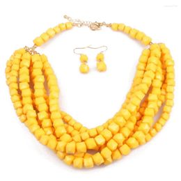 Chains Fashion African Ethnic Style Colourful Beads Woven Multi Layer Necklace Wedding Party Ladies Jewellery Choker Set