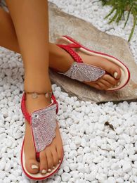 Sandals 2023 Womens Summer Shoes Fashion Rhinestones New Flat Outdoor Beach Women Casual Clip Toe Sandalias De jer H24032502