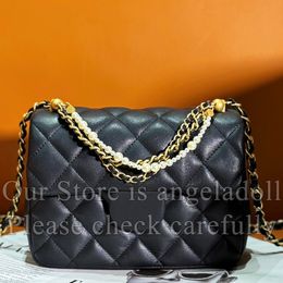 10A Mirror Quality Designer Classic Flap Pearl Bag Mini Small Square Quilted Purse Lambskin Bag Womens Genuine Leather Handbags Black Shoulder Chain Strap Box Bags