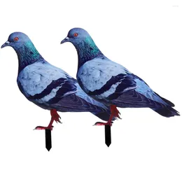 Garden Decorations 2 Pcs Outdoor Decor Simulated Pigeon Ground Plug Yard Sign Statue Yards Stake