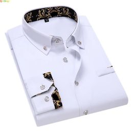 Mens clothing arrives in mens shirts fashionable waist tied long sleeved mens dresses social business cotton shirts soft weeding white shirts 240320