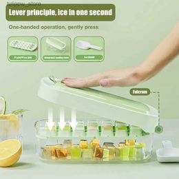 Ice Cream Tools Ice Cube Mold Transparent Non-Stick Reusable with Lid BPA Free Quick Release Ice Cube Maker Tray with Shovel Kitchen Supplies L240319