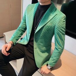 2023 Man Slim Fit Plaid Office Blazer Men Fashion Suit Jackets Wedding Dress Suit Coats Casual Business Suit Mans Jacket
