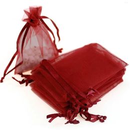 Storage Bags 100pc Solid Color Organza Gift Bag Mesh Wedding Birthday Cake Candy Jewelry Packaging Drawstring Tulle