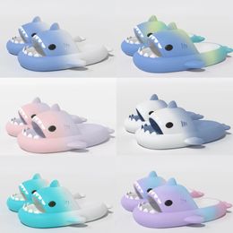 designer shoes woman sandal Summer Shark Slippers Men Couples Indoor Outdoor Shark Slides Thick Soled Shoes Kids flat sandals Gradient Flip Flops GAI