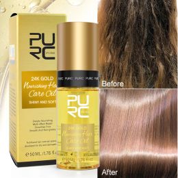 Treatments PURC 24K Gold Nourishing Hair Oil Smoothing Repair Damaged Frizz Hair Professional Hair Care Products for Women