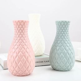 Unbreakable Plastic Flower Vase Decoration Home White Imitation Ceramic Vases Pot Decor Nordic Style Container 240318