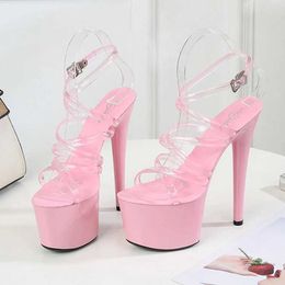 Dress Shoes Walking Show Stripper Heels Clear Woman Platforms High Sandals Women Sexy Big Yard Fish Mouth 2020 New Crystal4JU1 H240321