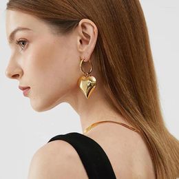 Stud Earrings Huggie Hoop Asymmetric Big For Women Gold Color Jewelry Girl Gift