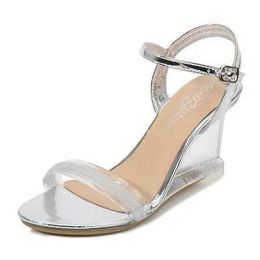 Dress Shoes 2022 Summer Sandals Fashion Party Peep Toe Transparent High Heels 8CM Slides Female Silver H240325