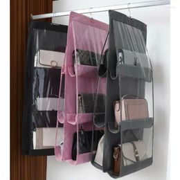 Storage Bags 6/8 Pockets Foldable Clear Hanging Purse Handbag Tote Organizer Door Sundry Pocket Hanger Closet Rack