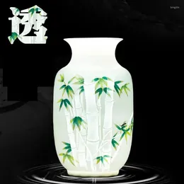 Vases Jingdezhen Ceramic Masters Hand Painted Bamboo Furnishing Safety Living Room Tv Cabinet Decoration Business Gifts Vase