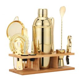 JNWINOG Shakers Bartending, 11pcs-tail Shaker Set Gold Drink Mixer with 25oz Martini Shaker,muddler,bar Spoon More Professional for Home and Bartender.(gold)