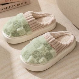 Slippers Fashionable Couples Winter Toe Packaging Warm and Smooth Cotton Thick Soft Sole Slide Mens Floor Flat Home Anti slip Shoes H24032504