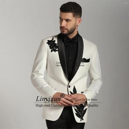 Men's Suits Formal Groom Tuxeods With Appliues Sequins Men 2 Pieces Sets Prom Party Blazer Slim Fit Business Costume Homme