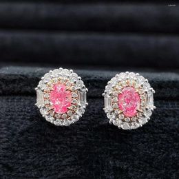 Stud Earrings CNZX2024 Pink Diamonds 0.81ct 18K White Gold Nature Female Studs For Women Fine
