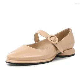 Sandals Large Size 45 Women Low Square Heels Middle Buckles Wide Fit Mary Jane Shoes Round Toe Office Lady Summer Flat