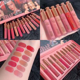 Sets 12 Lip Glaze Set Matte Mist Velvet Lip Gloss Set Lasting Nonstick Cup Liquid Lipstick Nude Pink Tender Lip Gloss Set Cosmetics