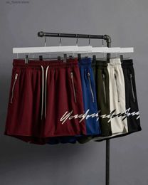 Men's Shorts Ins Basketball Shorts Zipper American Boys Mesh Shorts Loose Summer Mens Thin Ice Silk Quick-Drying Five-Point Pants Y240320