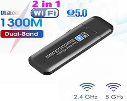 USB WiFi Bluetooth 50 Adapter 1300Mbps Dual Band 245Ghz Wireless External Receiver Mini WiFi Dongle for PCLaptop10821632049565